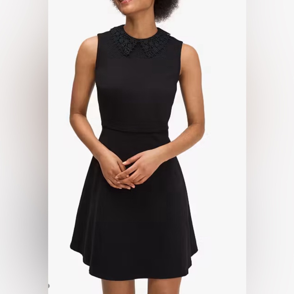 Kate Spade Little Black Dress embroidery collar. Size 10.